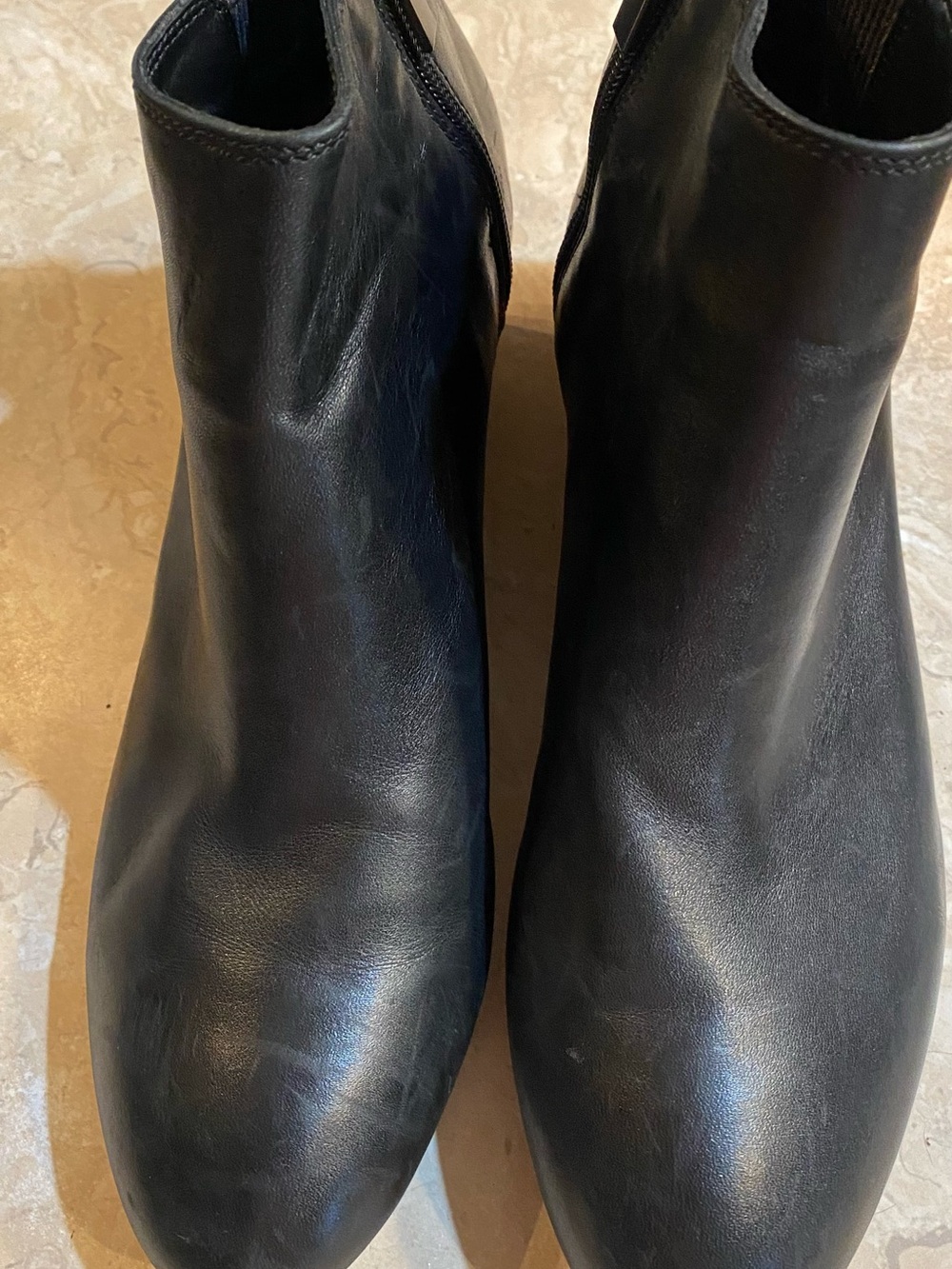 Clarks Black Leather Ankle Booties with Side Zip